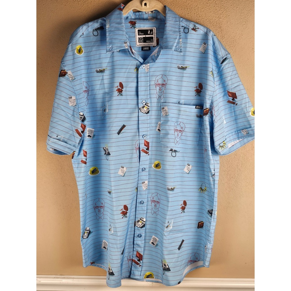 Rsvlts Blue The Office Dammit Jim Kunuflex Short Sleeve Button Down Shirt Large
